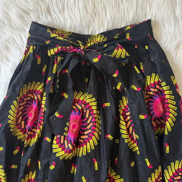 Kara Chic African Printed Maxi Skirt Elastic Waist Belted Cotton Midi - Picture 5 of 9
